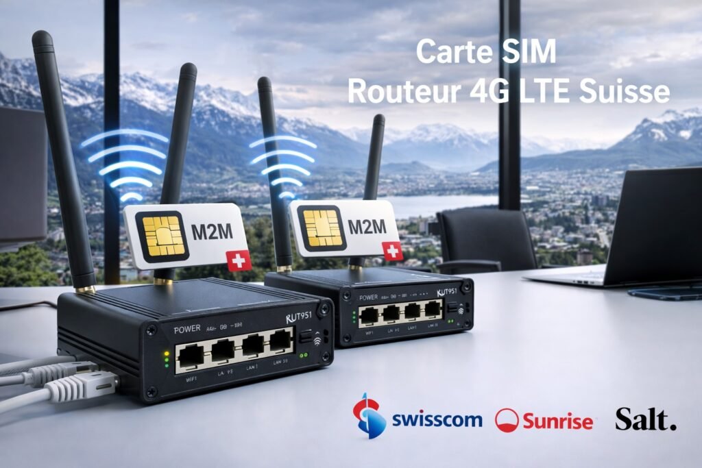 Carte SIM M2M pour routeur 4G : LTE en Suisse SIM routeur 4G Suisse avec carte SIM M2M multi opérateur Swisscom Sunrise Salt